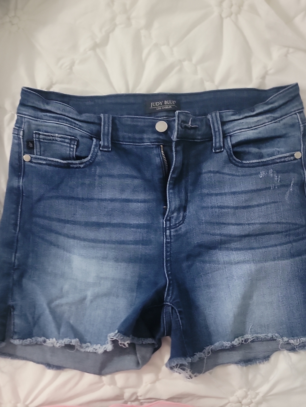 Judy Blue Medium Blue Frayed Hem Denim Shorts
